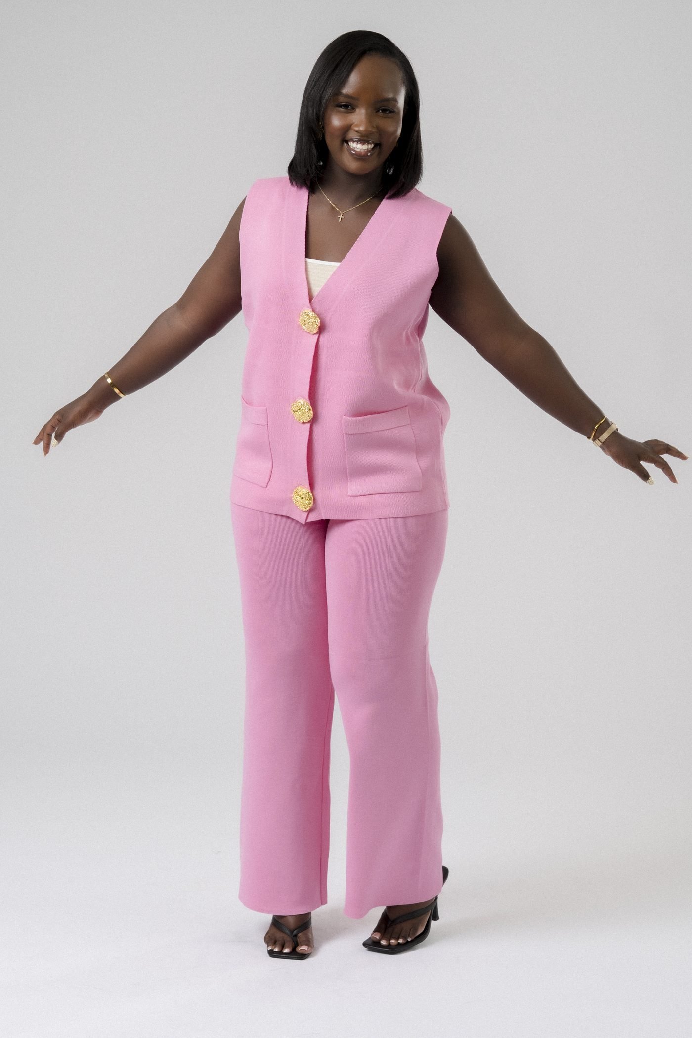Classic Vest Set in Pink