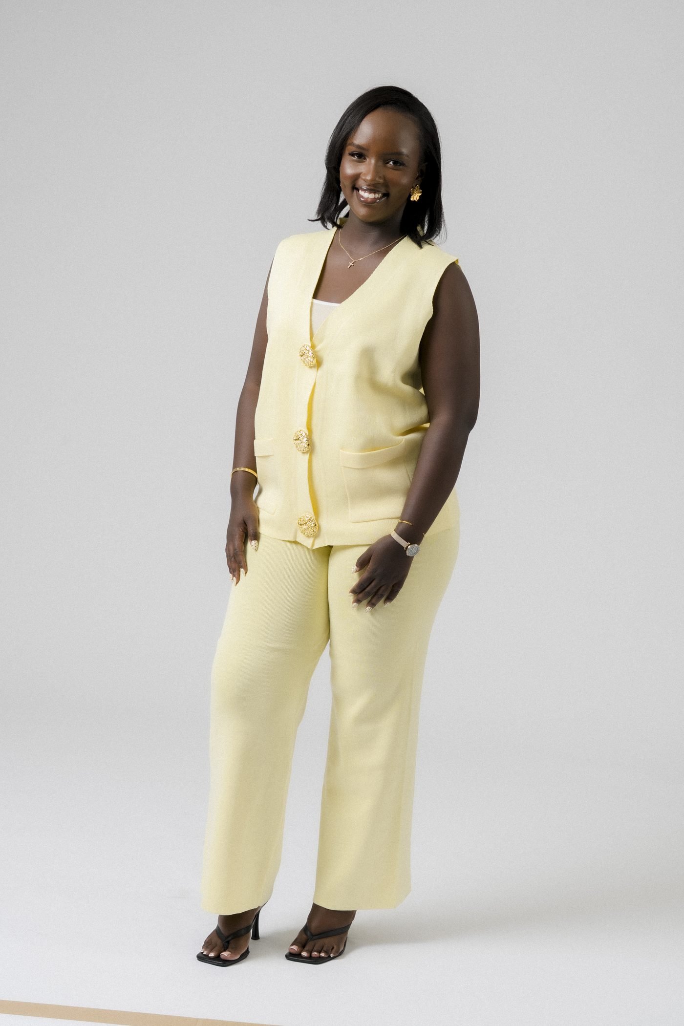 Classic Vest Set in Pale Yellow