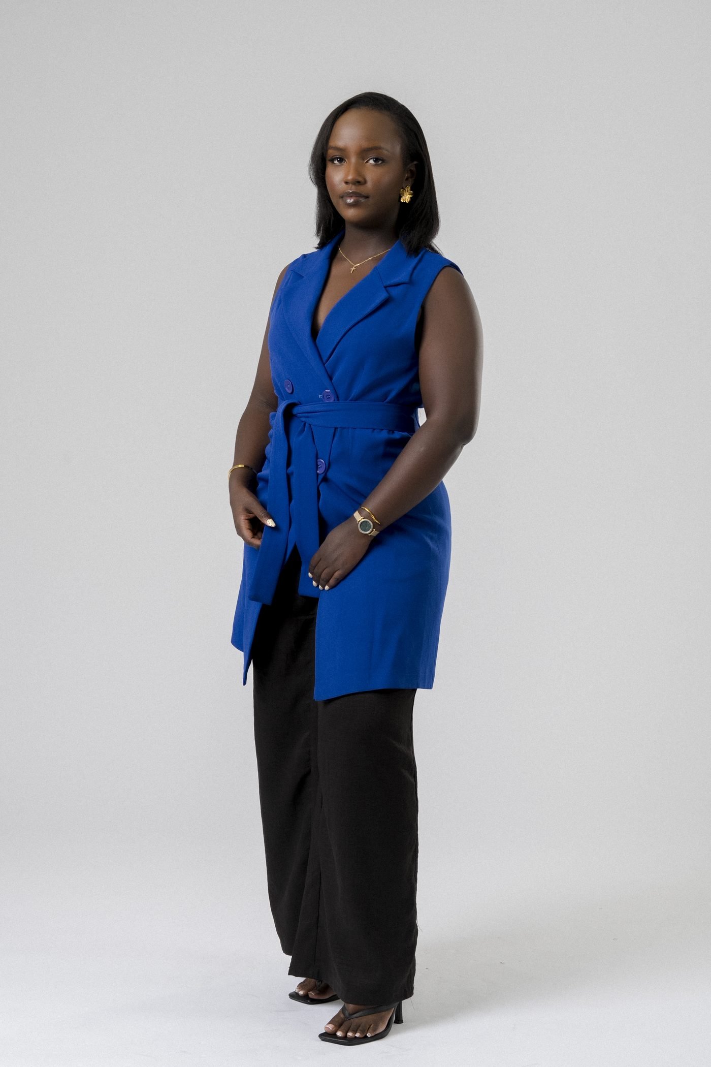 Harmony Wrap Vest Set in Blue