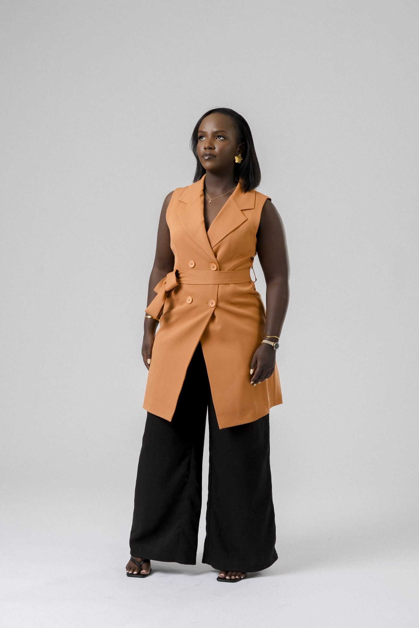 Harmony Wrap Vest Set in Tan