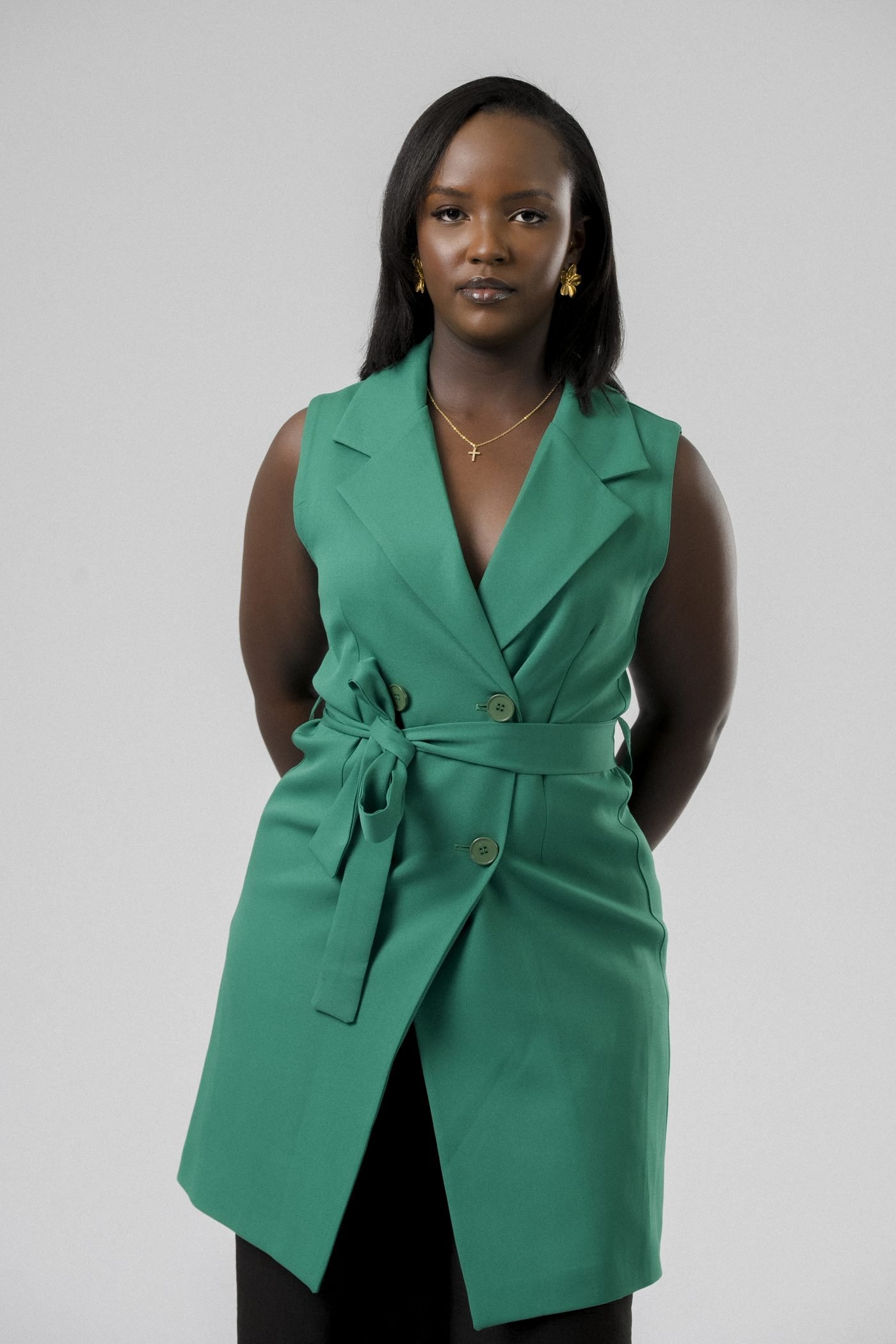 Harmony Wrap Vest Set in Green