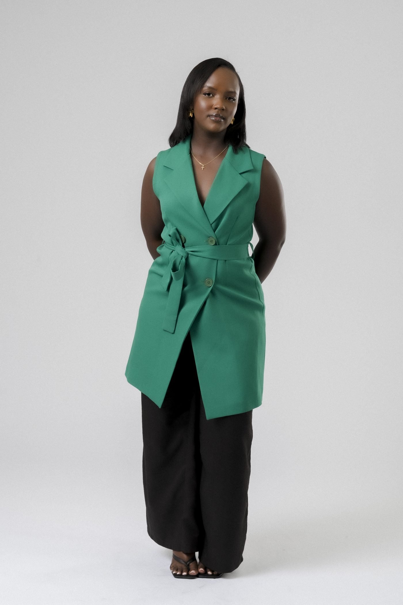 Harmony Wrap Vest Set in Tan