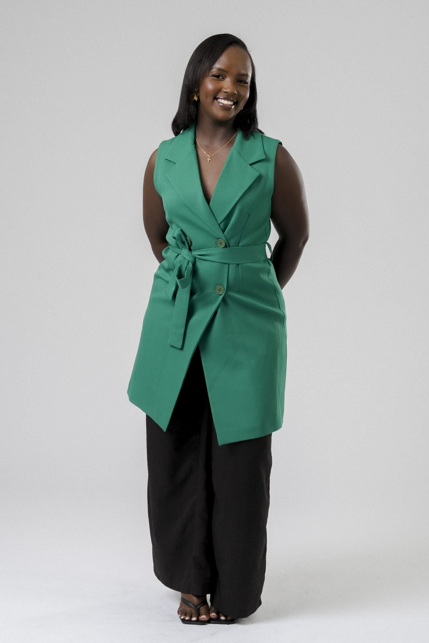 Harmony Wrap Vest Set in Green