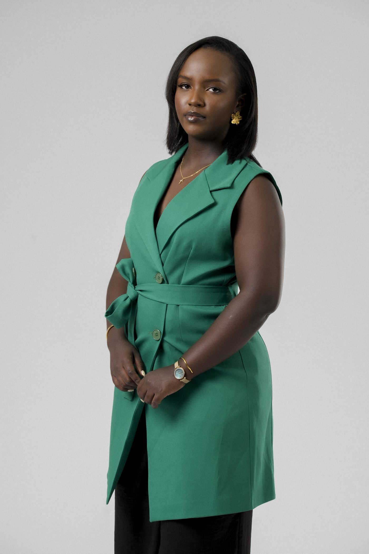 Harmony Wrap Vest Set in Green
