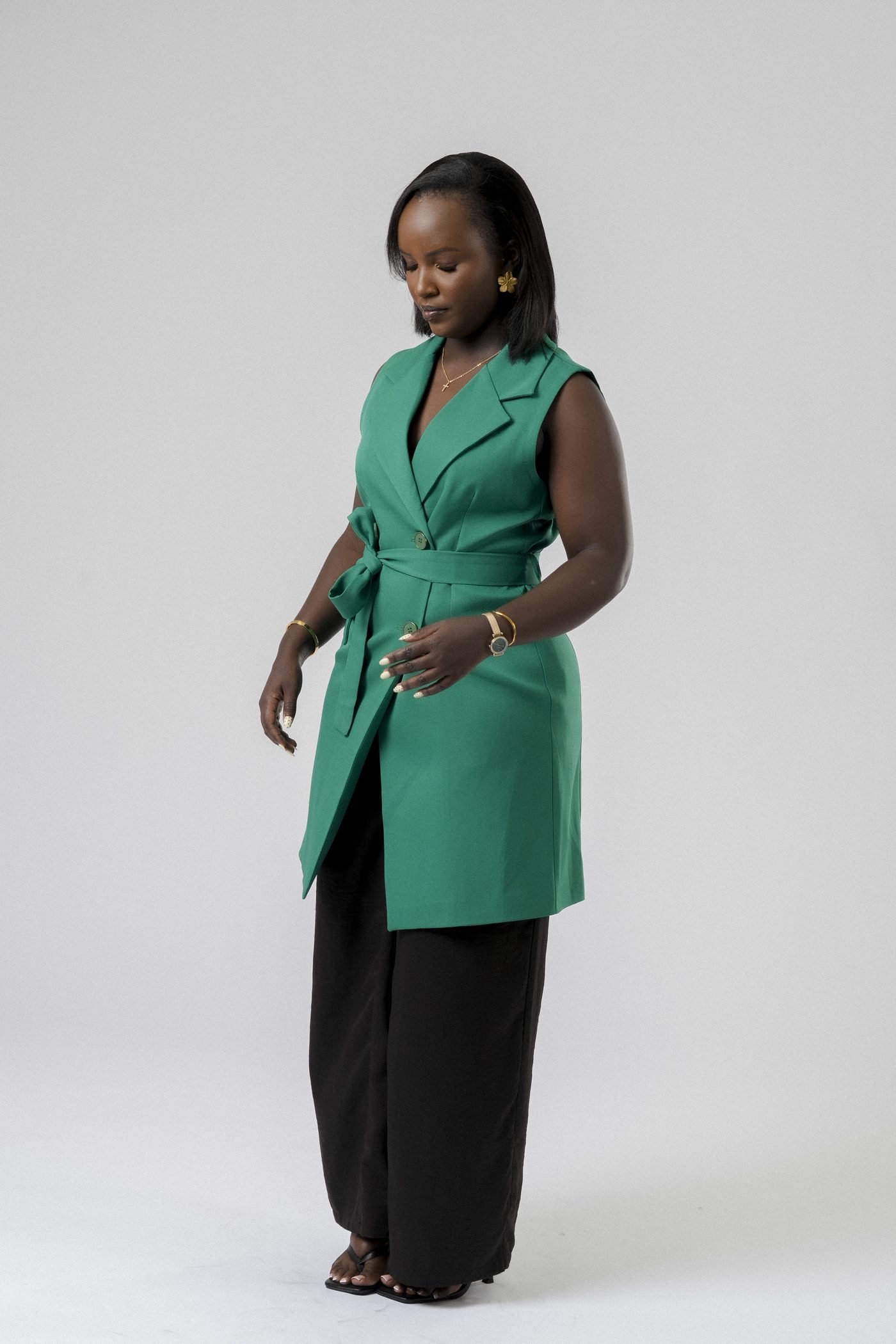 Harmony Wrap Vest Set in Green