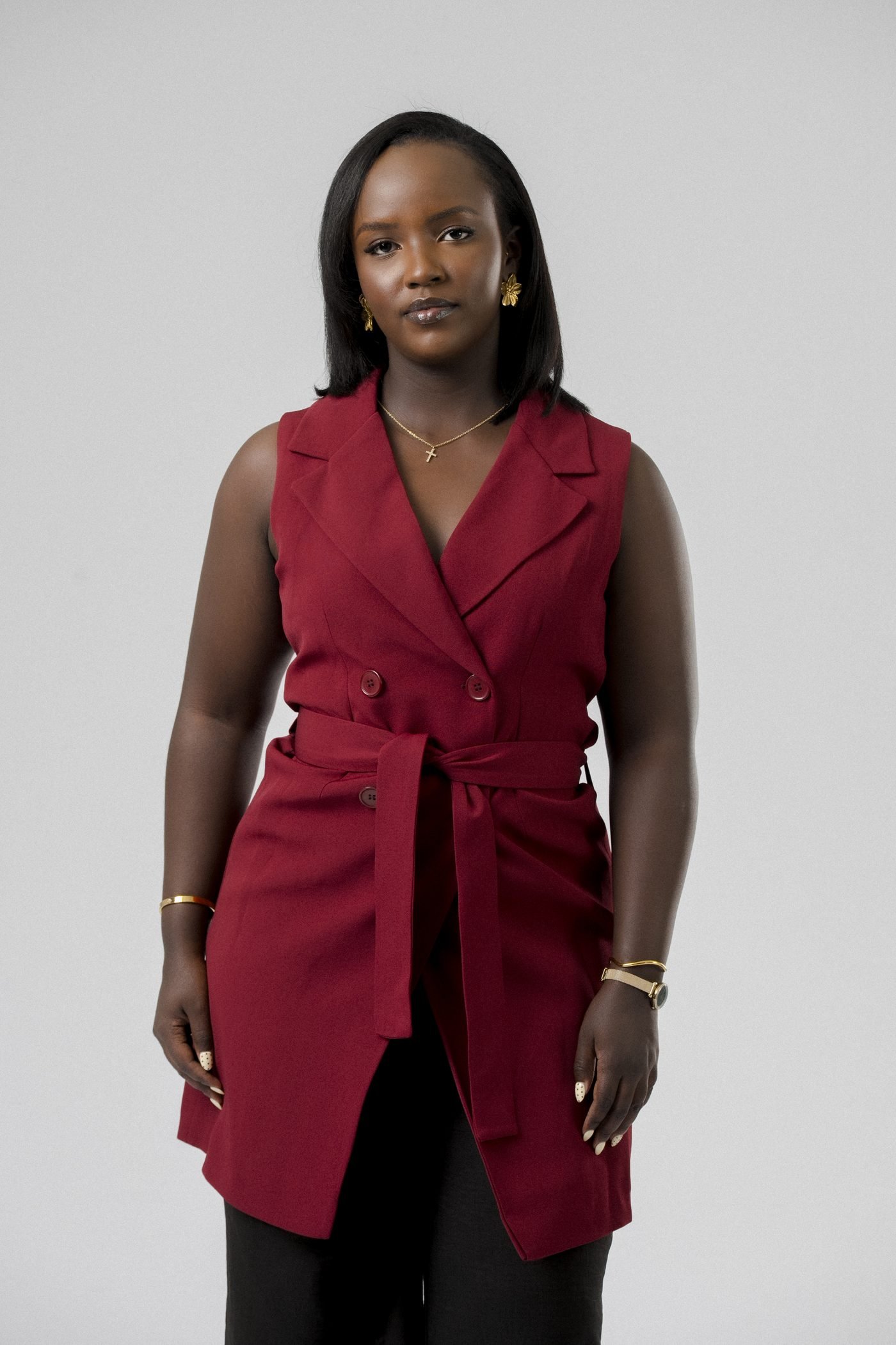 Harmony Wrap Vest Set in Burgundy