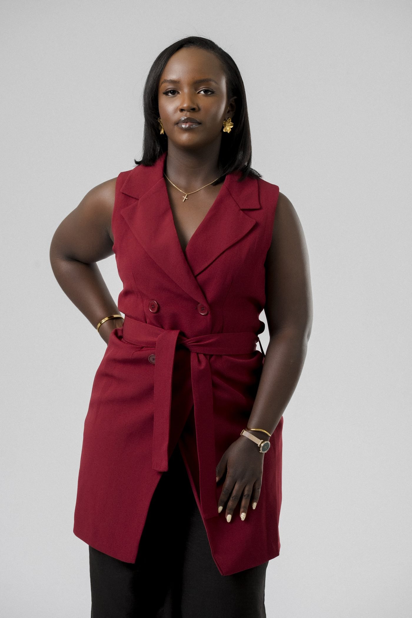 Harmony Wrap Vest Set in Burgundy