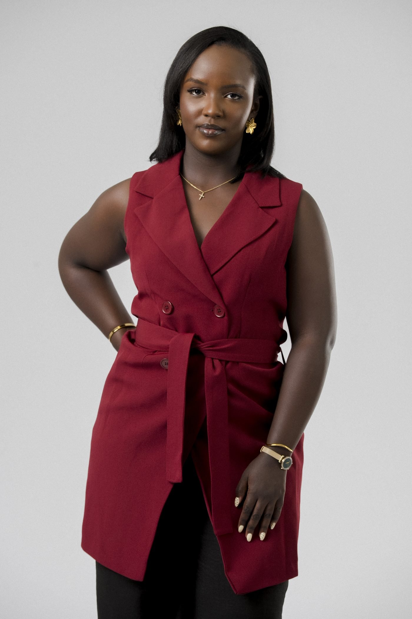 Harmony Wrap Vest Set in Burgundy