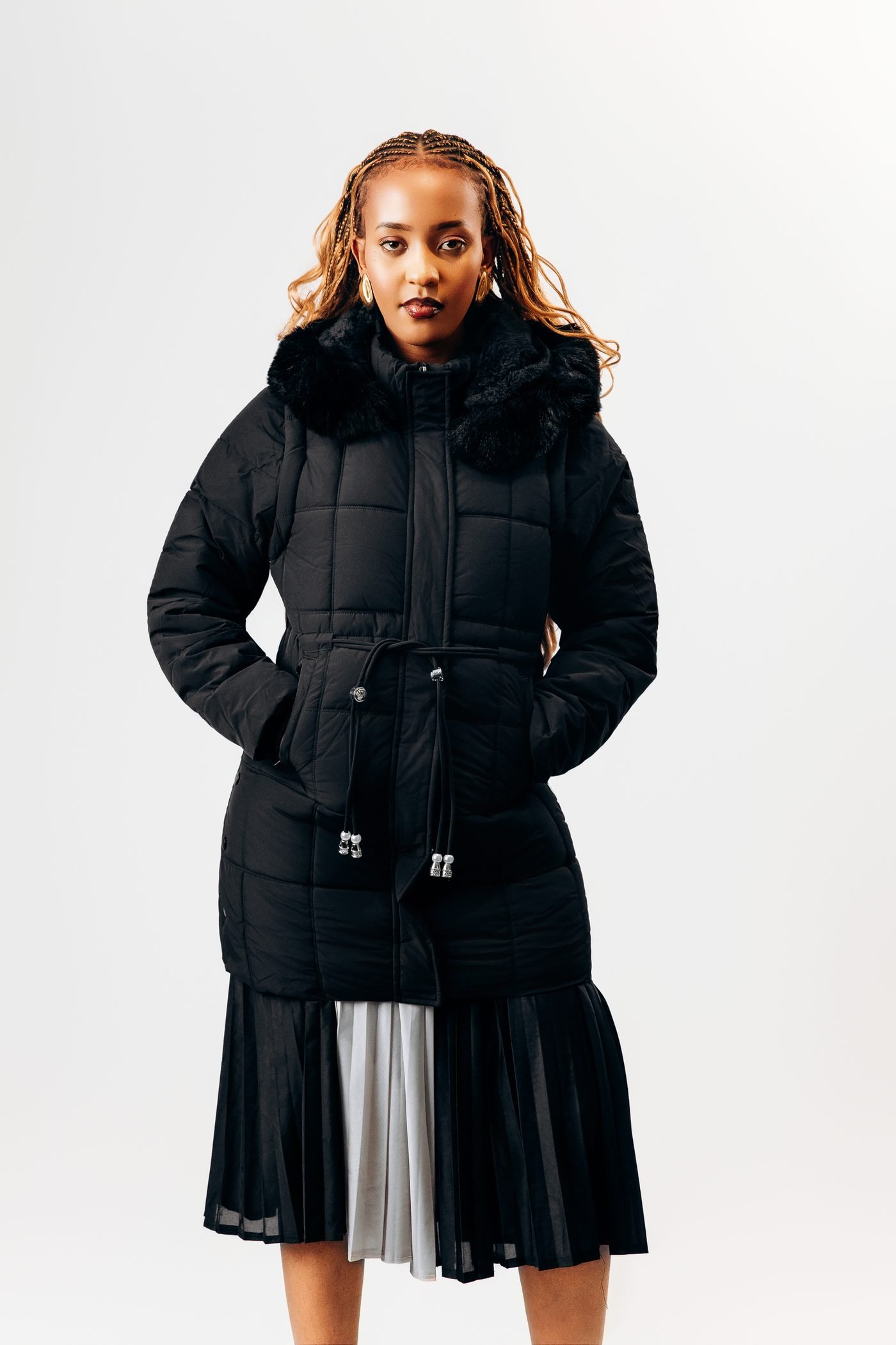 Icebound Elegance Coat in Black