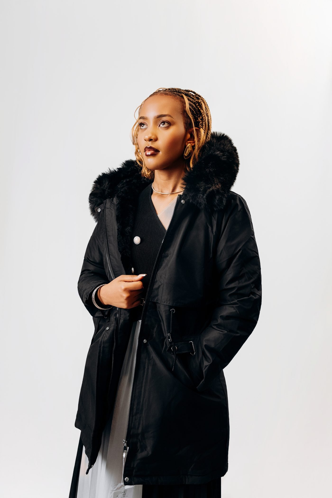 Icebound Elegance Coat in Black