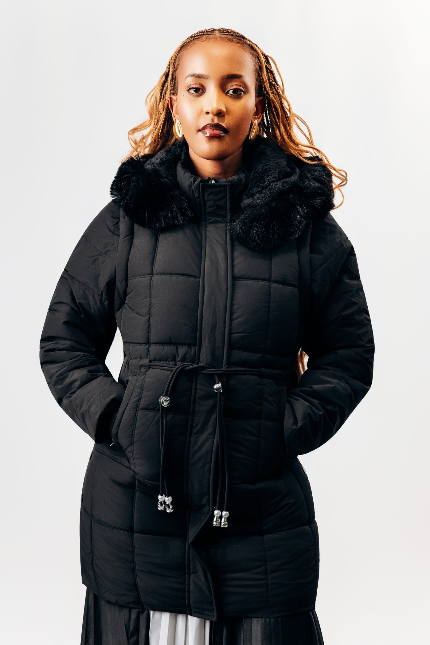 Icebound Elegance Coat in Black