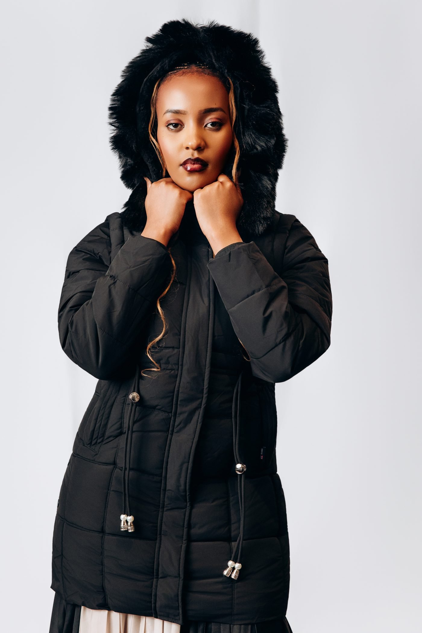 Icebound Elegance Coat in Black