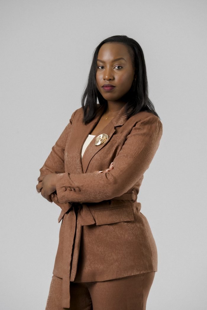 Modern Belted Suit in Brown