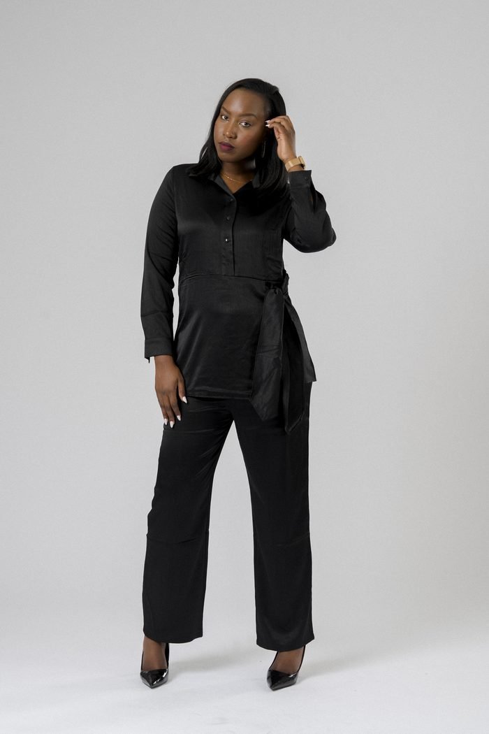 Noir Wrap Top Set
