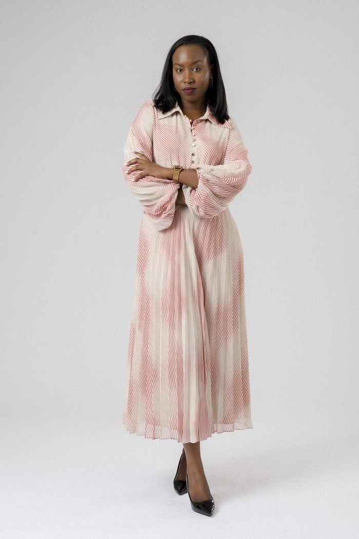 Rosewater Pleat Dress